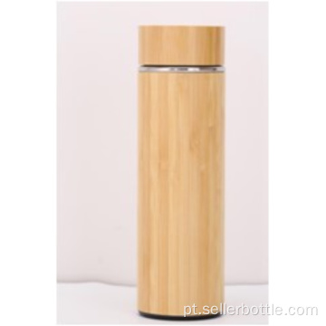 Garrafa de vácuo de bambu com tampa de bambu de 450mL